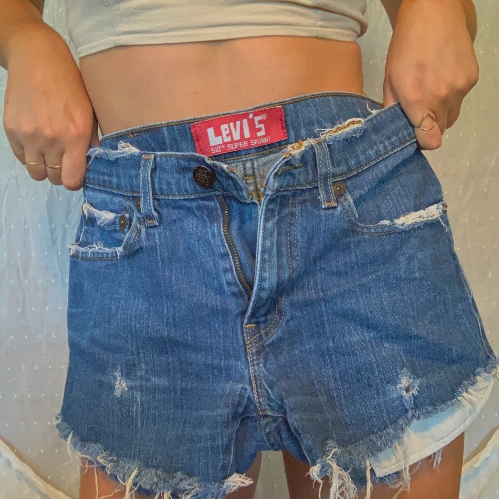 Levis 510 Distressed Denim Shorts